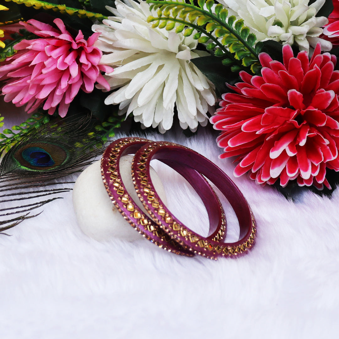 Traditional Kundan Lac Bangadi Bangles (Pack of 2)