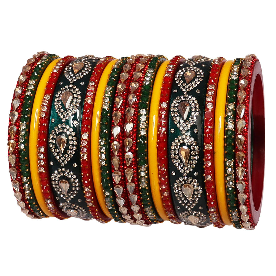 Pure Lac Short Bangles Set With Latest Kundan Design