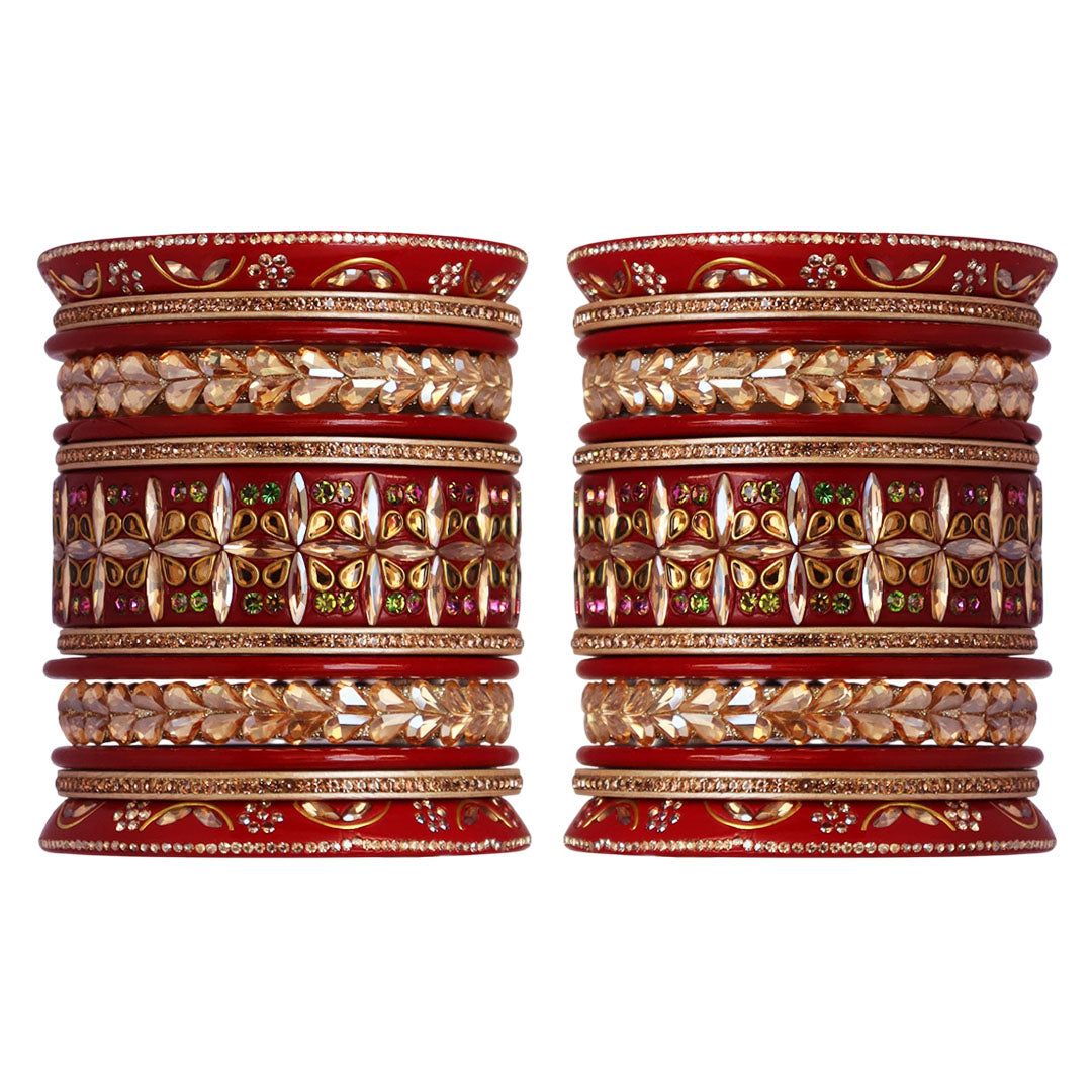Handmade Rajasthani Lac Bangles for Bride – Kundan Stone Work