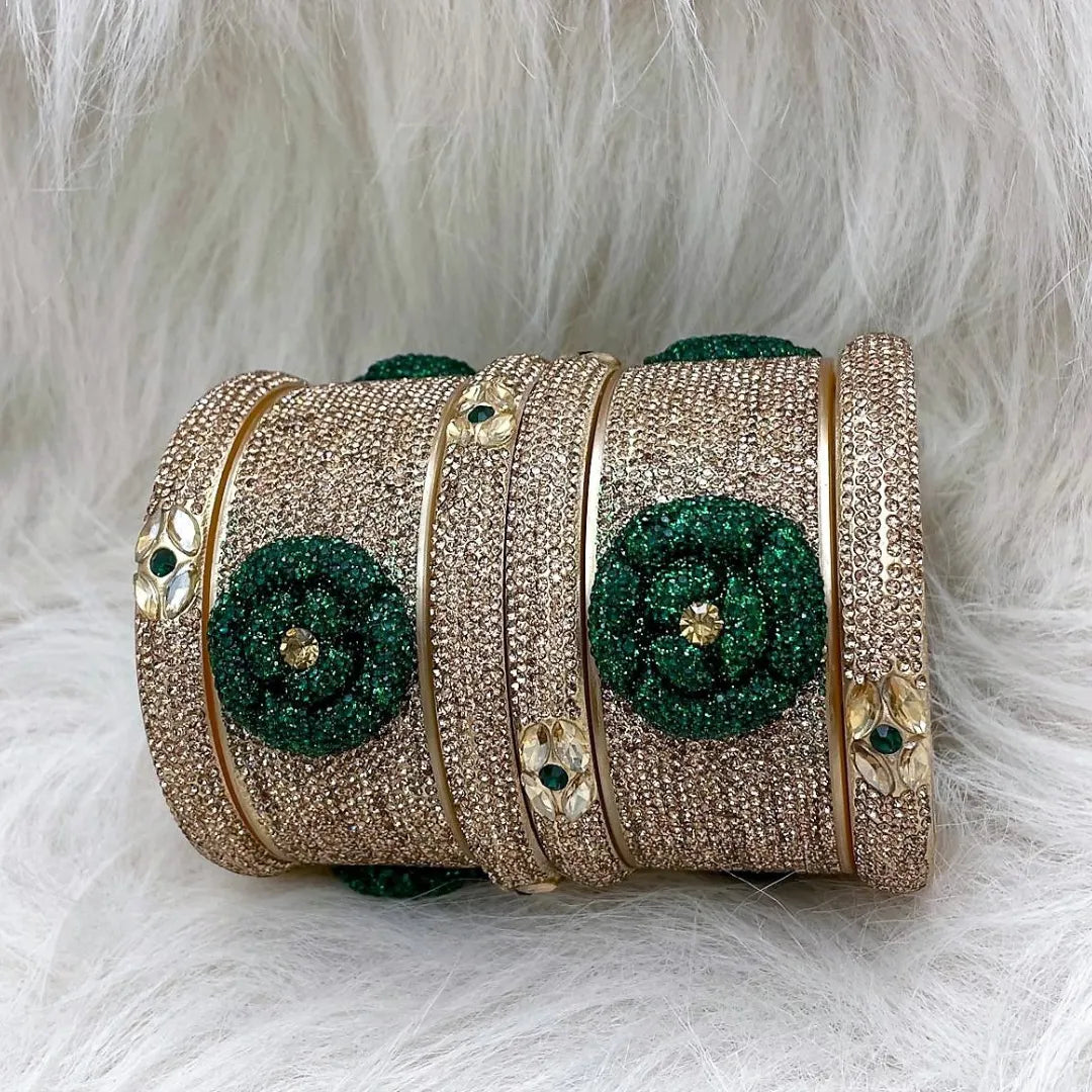 Bridal Bangles with Best Embossed Flower Design (Pack of 6)