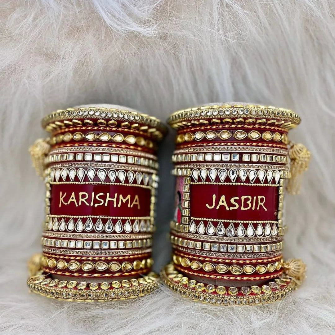 Best Name and Photo Wedding Chura with Jhoomer Design
