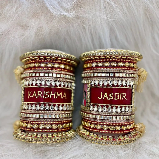 Best Name and Photo Wedding Chura with Jhoomer Design
