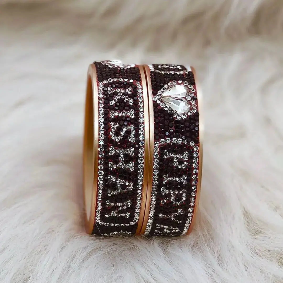 Best Name kangan Pair with Kundan heart design Pack of 2 Taj