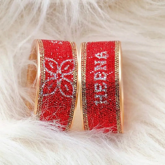 Best Name Bangles Pair with Flower Design (Pack of 2)