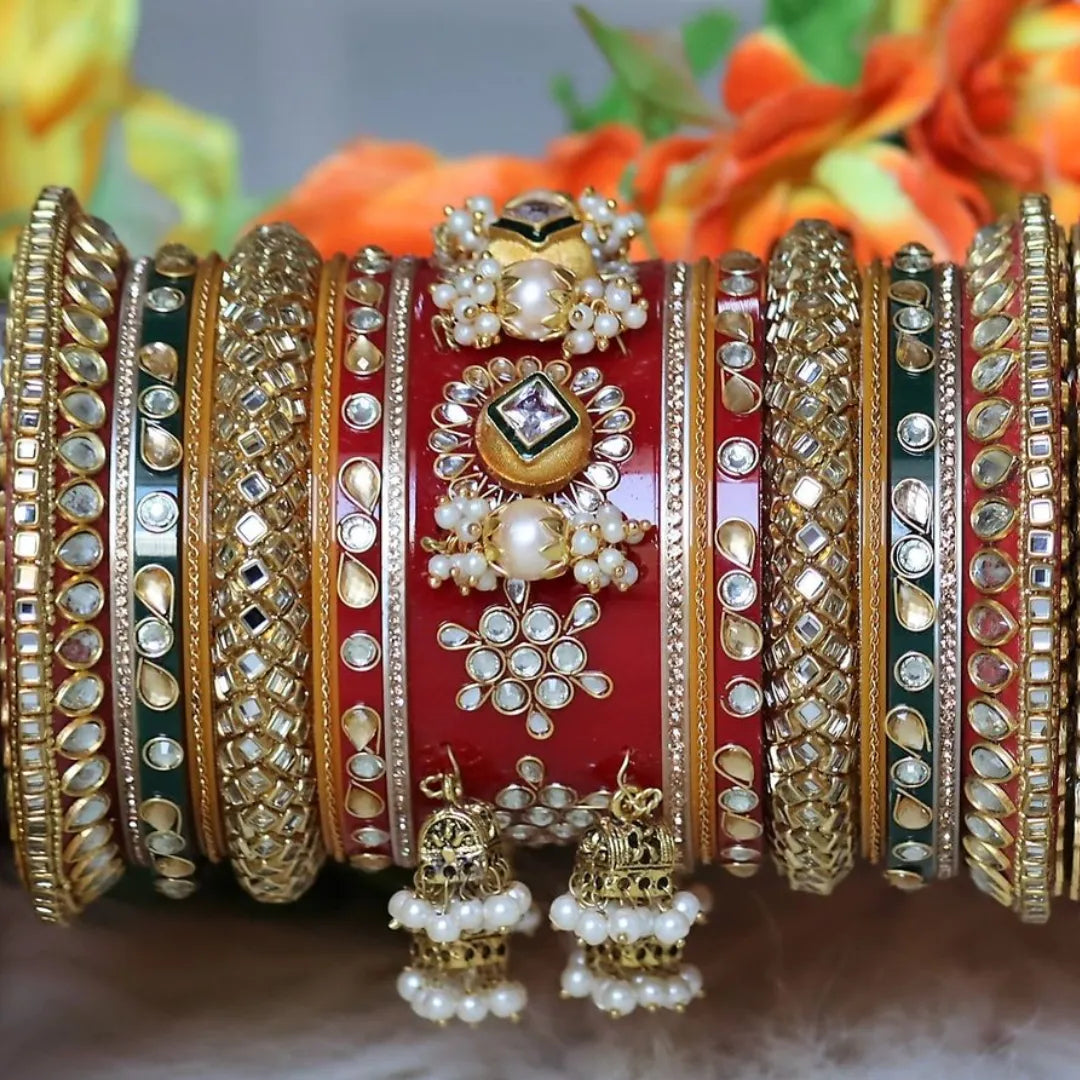Rajasthani Rajwadi Chuda with Beautiful Jhoomer Design Taj Bridal Store