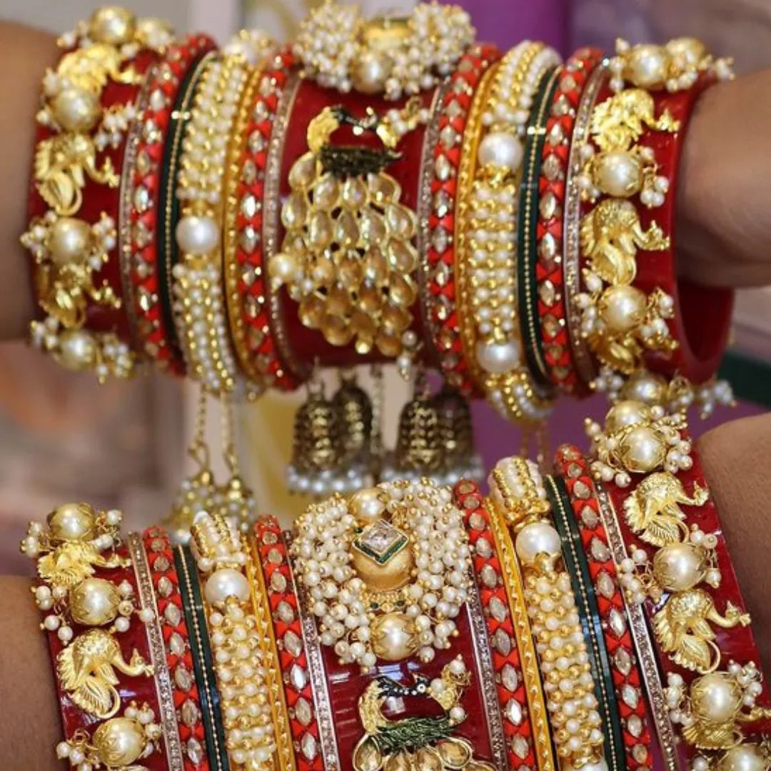 Rajwadi Wedding Chuda with Beautiful Jhoomer Latkan Taj Bridal Store