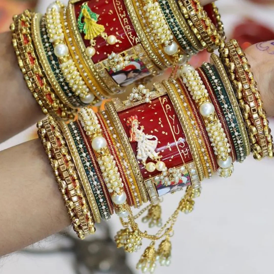 Rajwadi Name and Photo Chuda with Best Jhoomer Latkan Taj Bridal Store