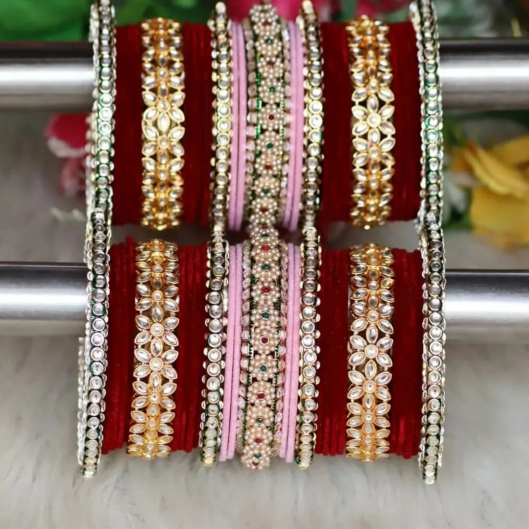 Bridal Bangle Set with Best Designer AD Kundan Kada