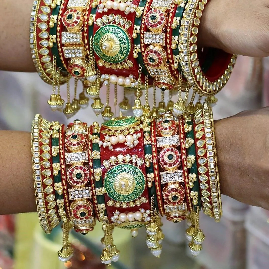 Rajwadi Bridal Chura with Beautiful Heavy Design Taj Bridal Store