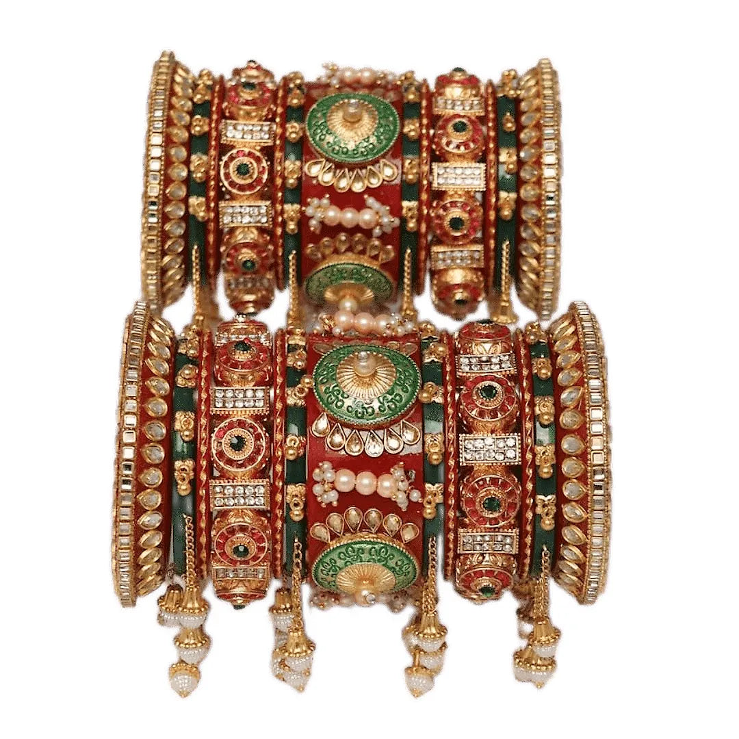 Rajwadi Bridal Chura with Beautiful Heavy Design Taj Bridal Store