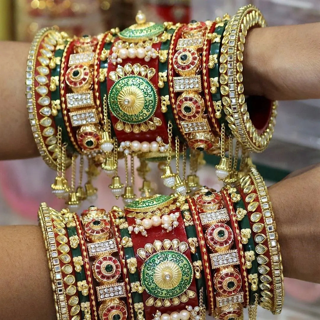 Rajwadi Bridal Chura with Beautiful Heavy Design Taj Bridal Store