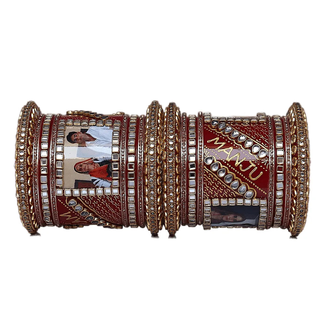 Name and Photo Bangle Set in Beautiful Design Taj Bridal Store