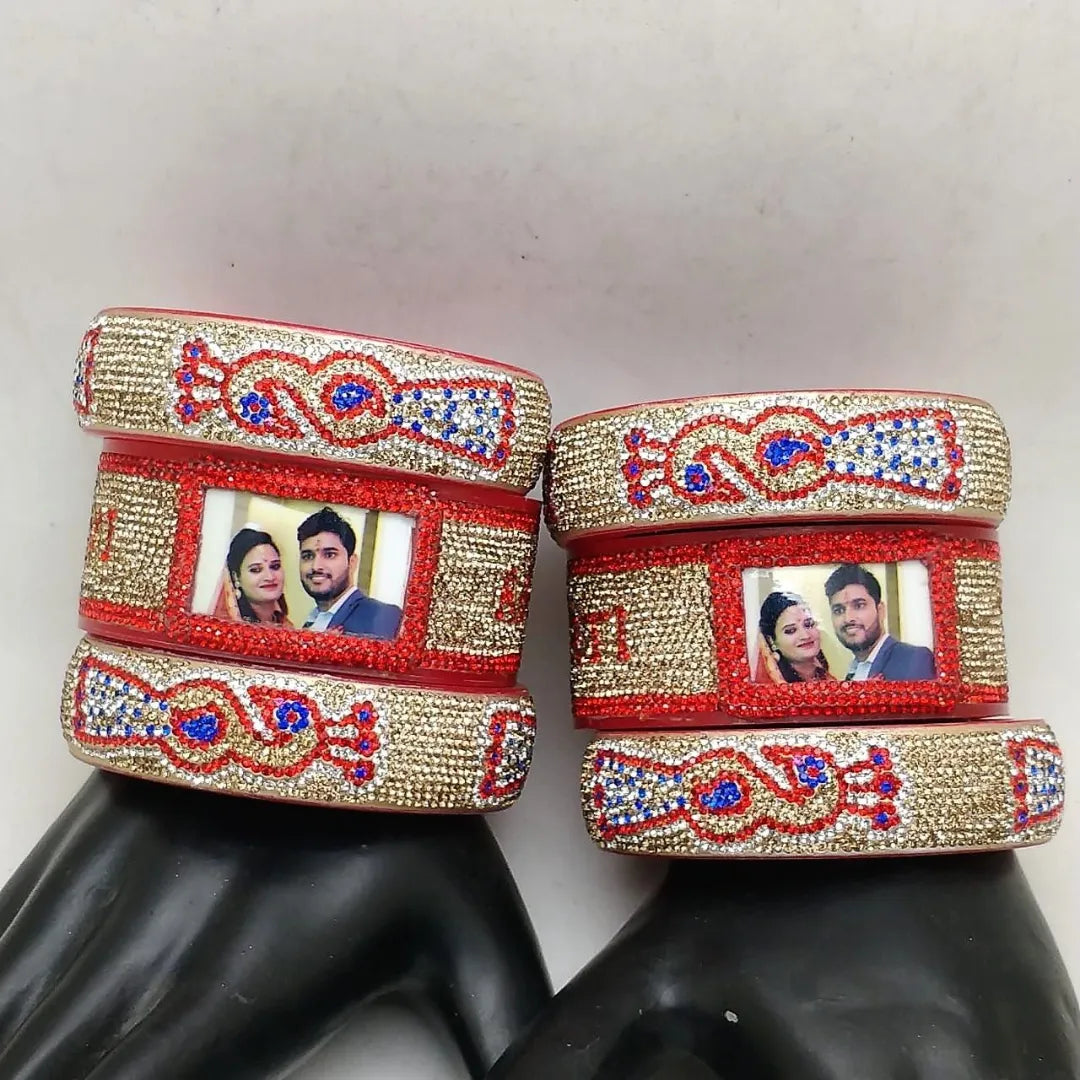 Name and Photo Kada with Best Peacock Design (Pack of 6) Taj Bridal Store