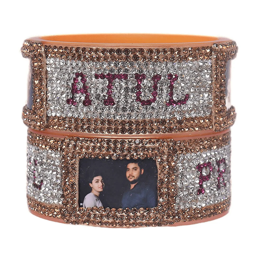 Beautiful Name and Photo Bangle Pair (Pack of 2)