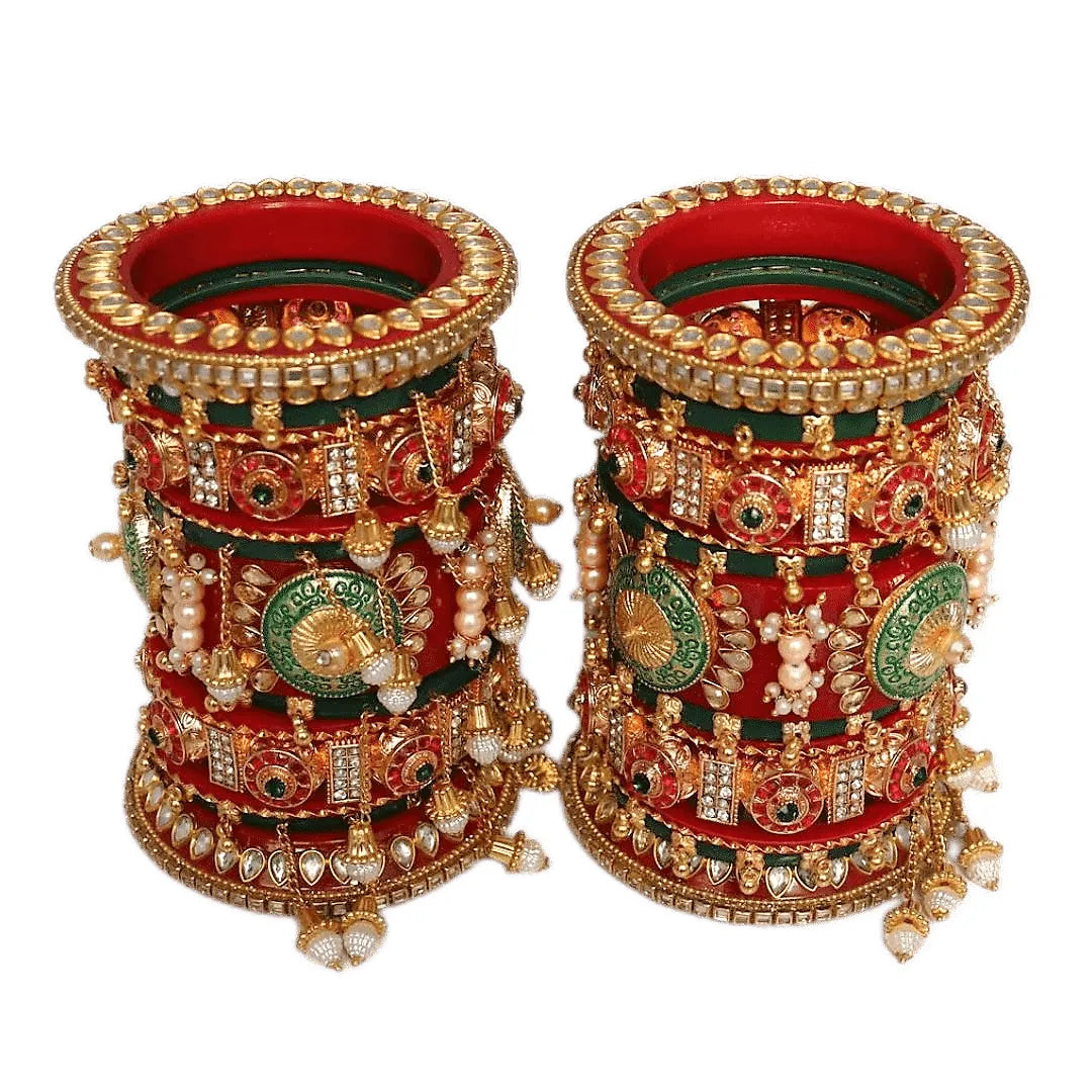 Rajwadi Bridal Chura with Beautiful Heavy Design Taj Bridal Store