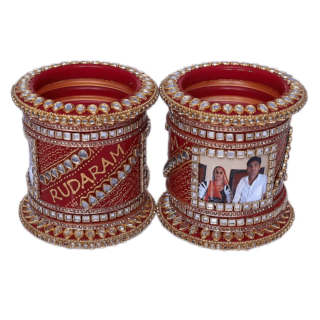 Name and Photo Bangle Set in Beautiful Design Taj Bridal Store