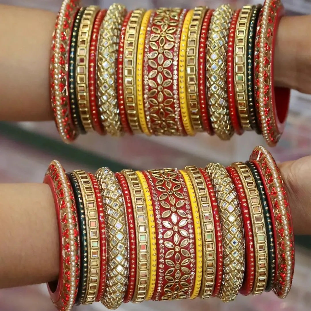 Rajasthani Dulhan Lac Chura with Best Kundan Work Taj Bridal Store