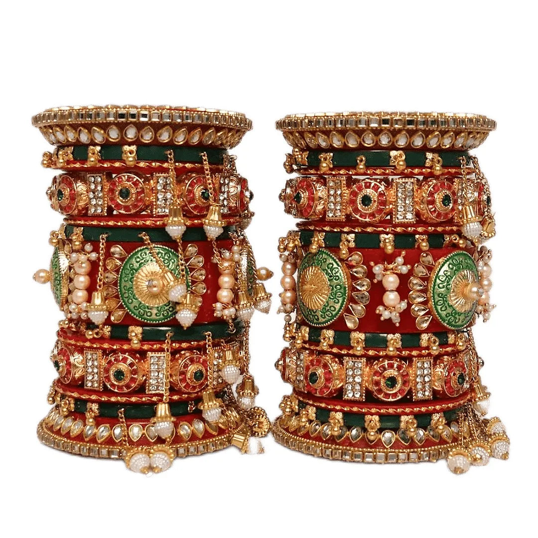Rajwadi Bridal Chura with Beautiful Heavy Design Taj Bridal Store