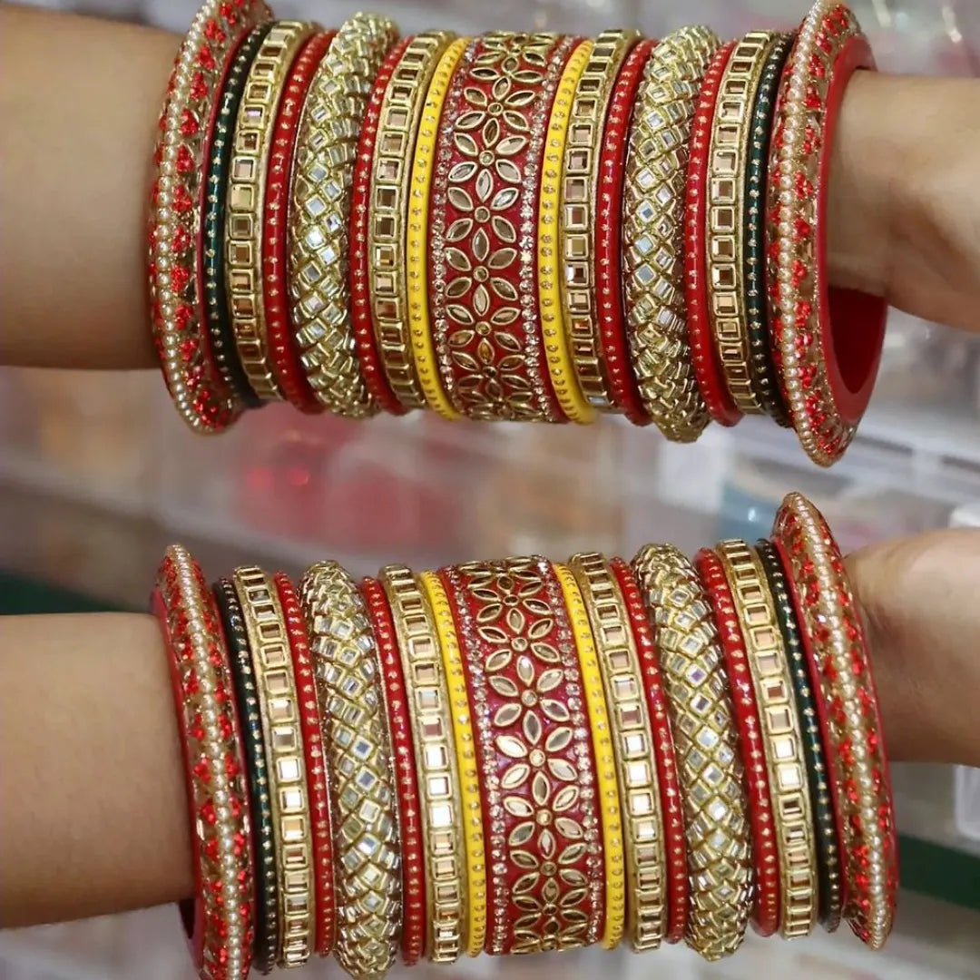 Rajasthani Dulhan Lac Chura with Best Kundan Work Taj Bridal Store