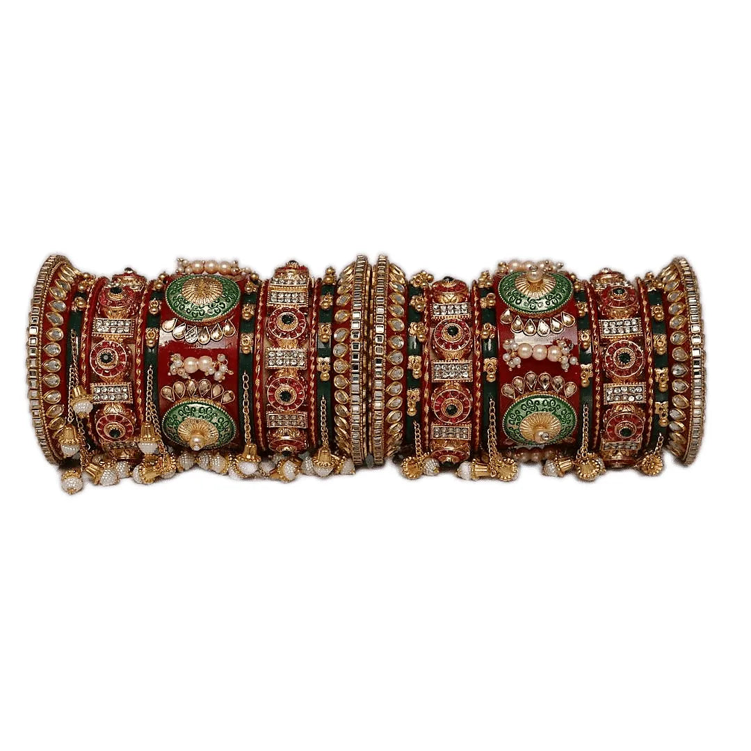 Rajwadi Bridal Chura with Beautiful Heavy Design Taj Bridal Store