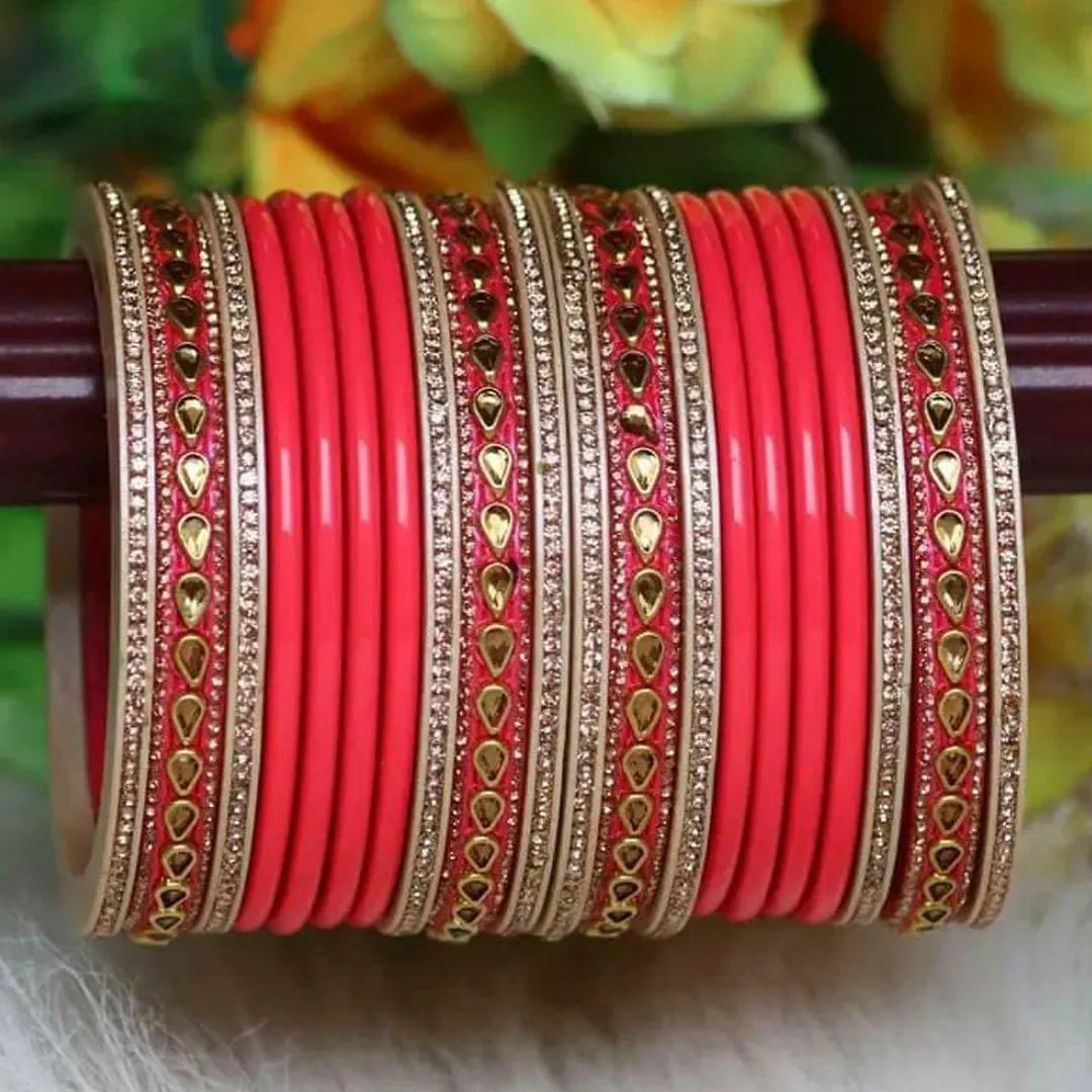Beautiful Punjabi Lac Kundan Chuda For Bridal (Pack Of 20)