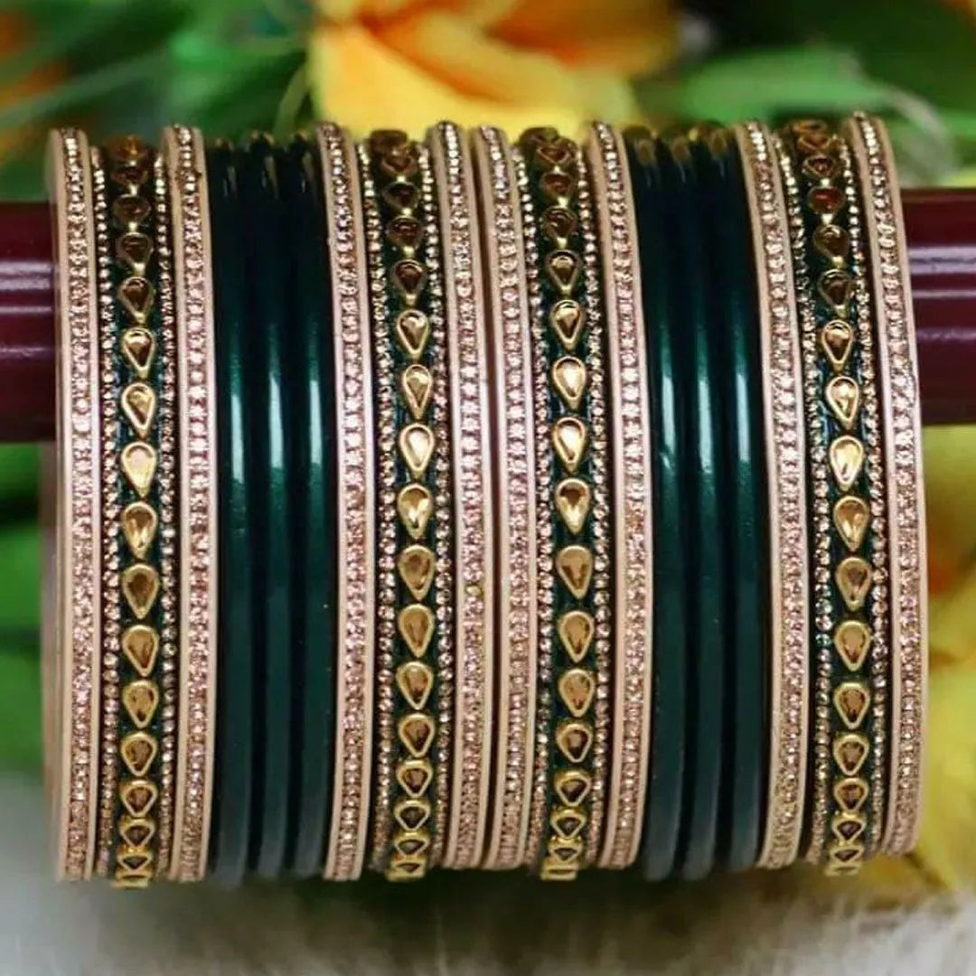 Beautiful Punjabi Lac Kundan Chuda For Bridal (Pack Of 20)