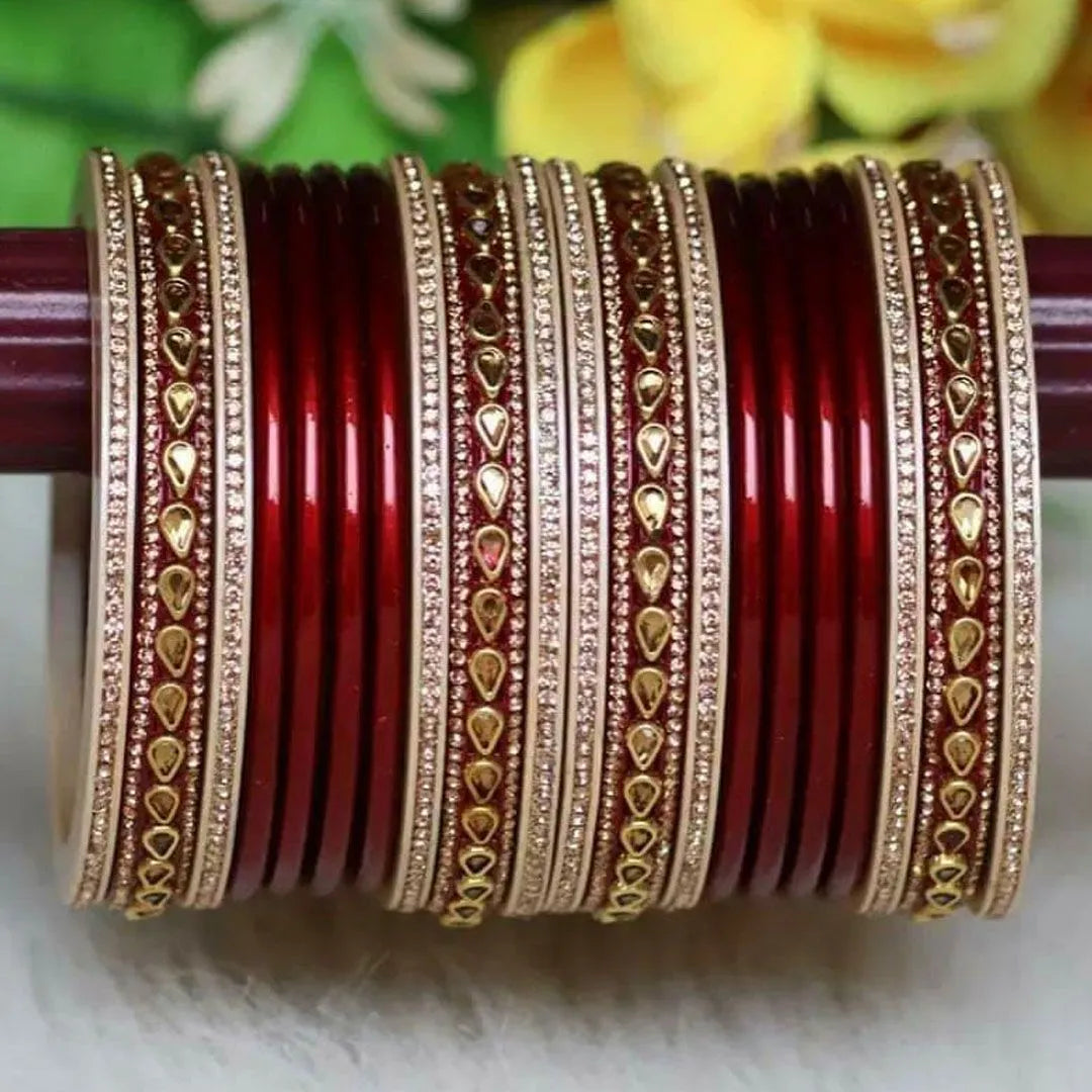 Beautiful Punjabi Lac Kundan Chuda For Bridal (Pack Of 20)