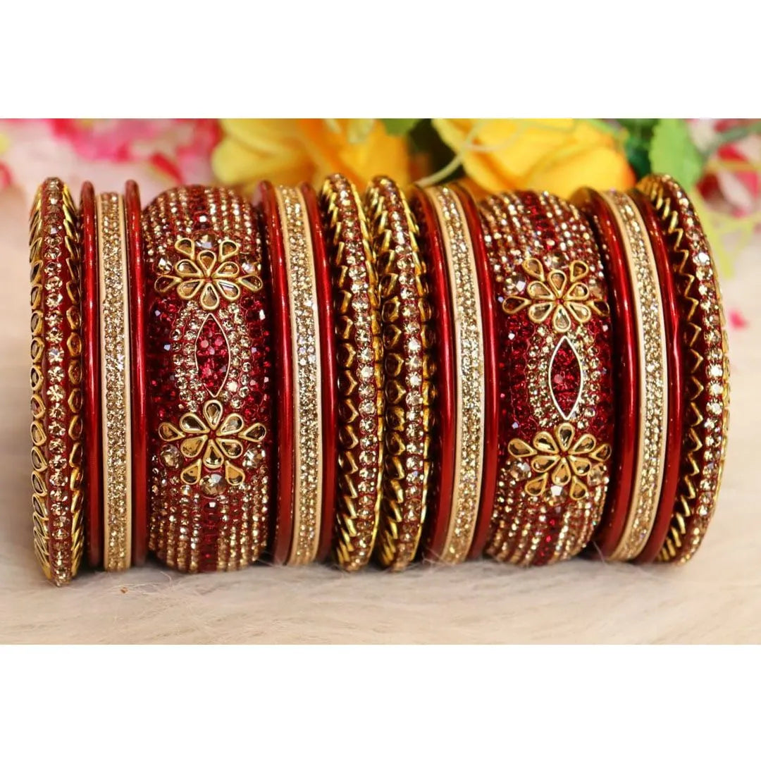 Rajasthani Lac Chuda in Beautiful Kundan Work Taj Bridal Store