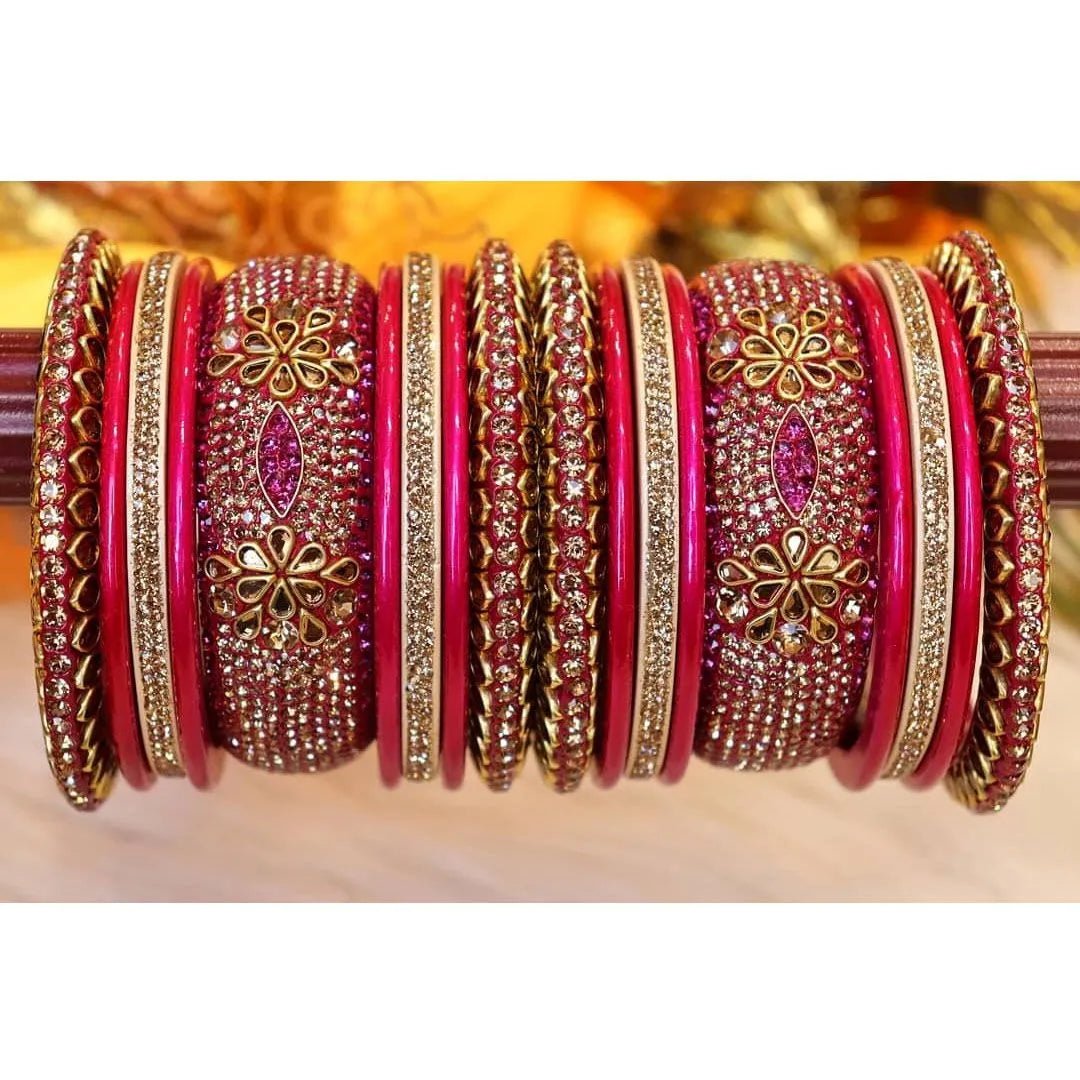 Rajasthani Lac Chuda in Beautiful Kundan Work Taj Bridal Store