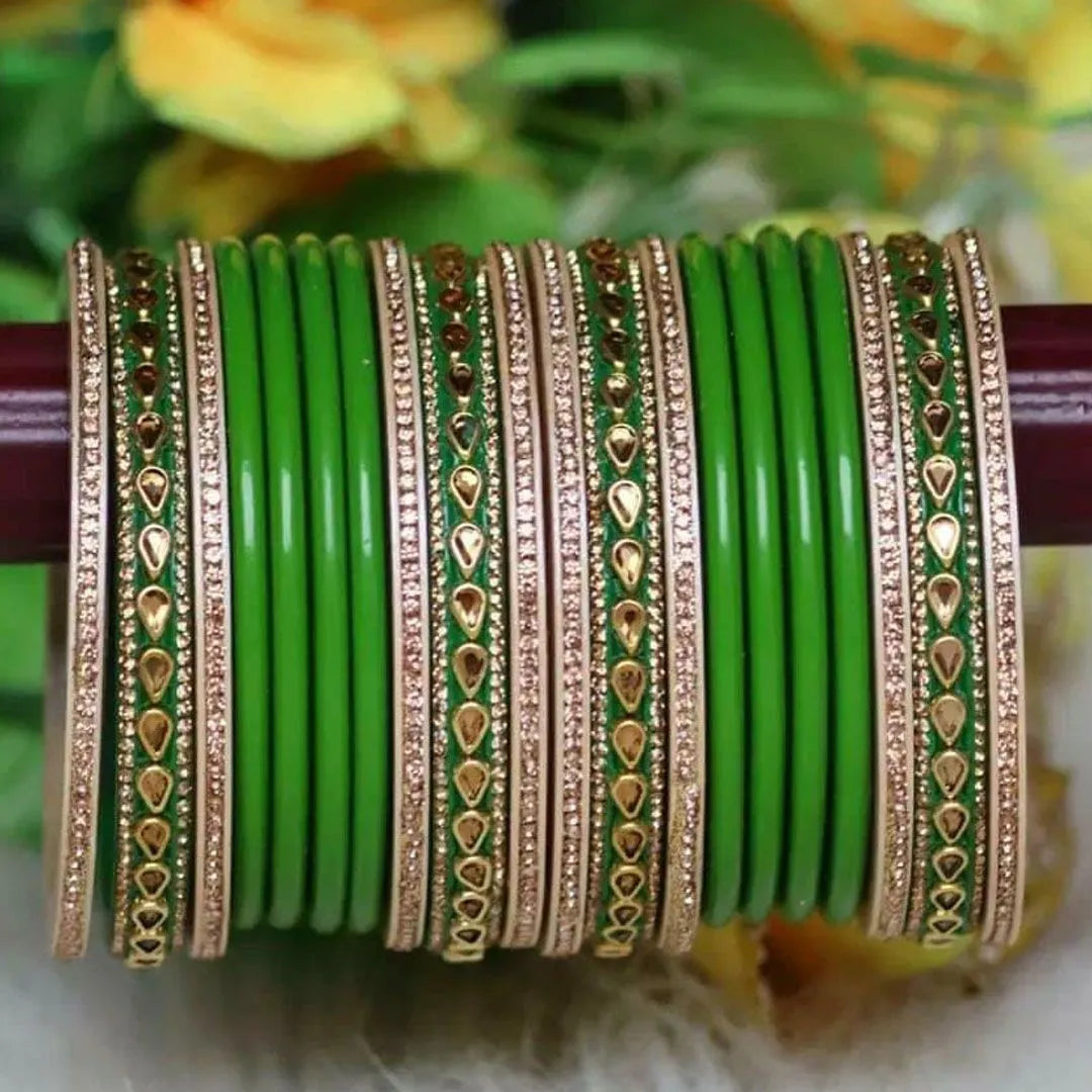 Beautiful Punjabi Lac Kundan Chuda For Bridal (Pack Of 20)