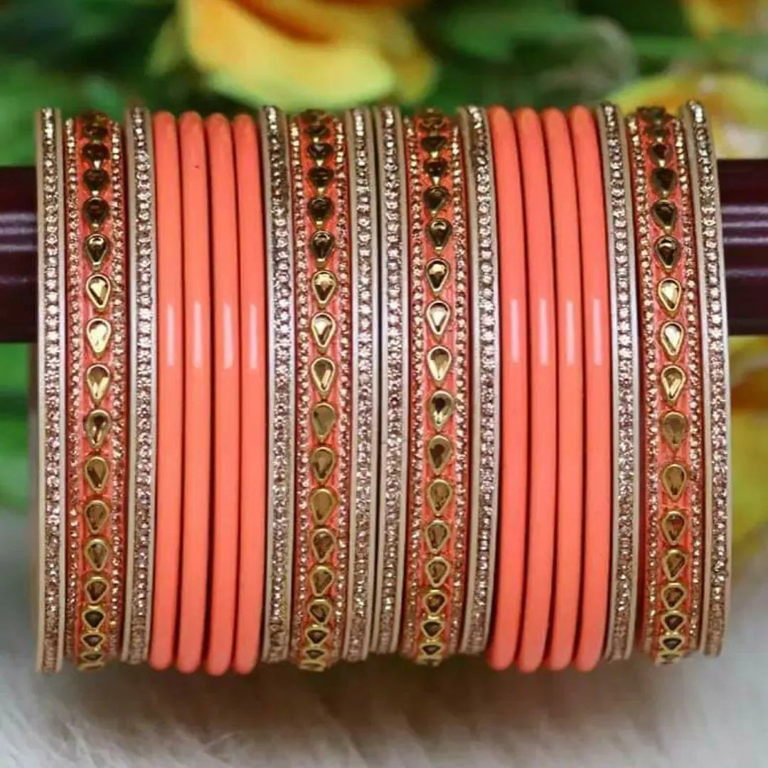 Beautiful Punjabi Lac Kundan Chuda For Bridal (Pack Of 20)
