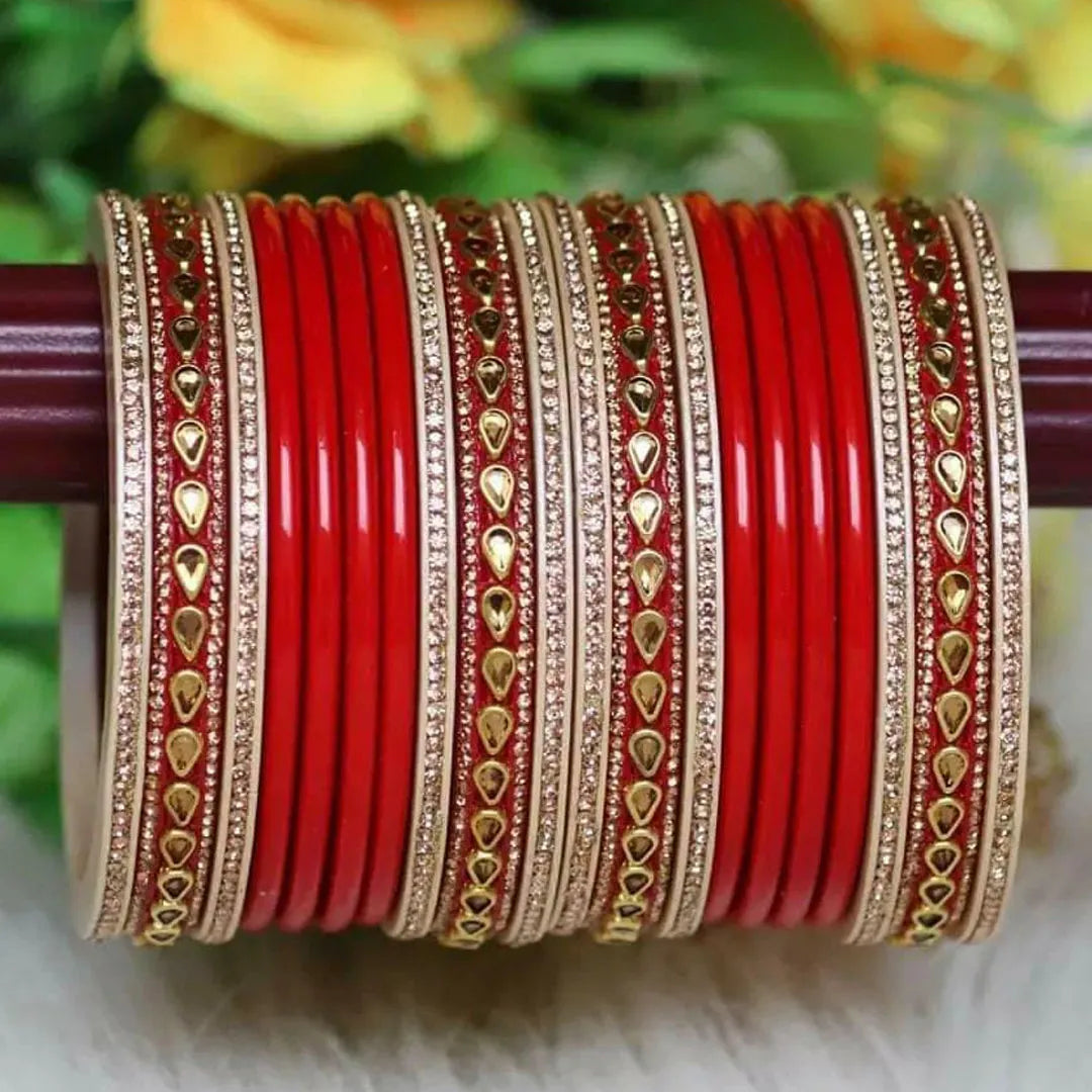 Beautiful Punjabi Lac Kundan Chuda For Bridal (Pack Of 20)