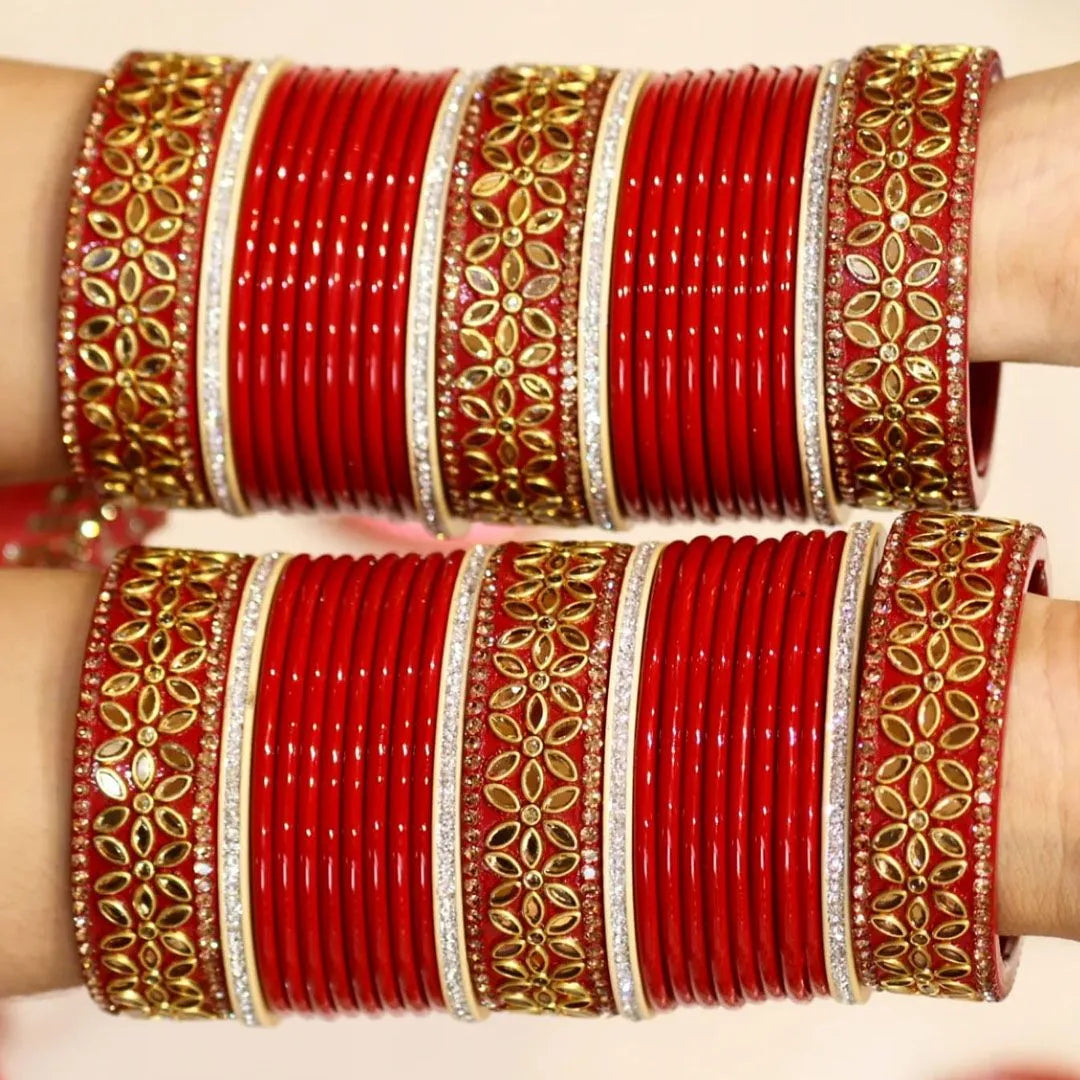 Weddign Chura with Beautiful Kundan Design Taj Bridal Store
