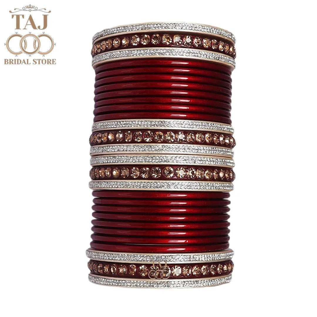 Wedding Lac Bangles with Beautiful Stone Work Taj Bridal Store