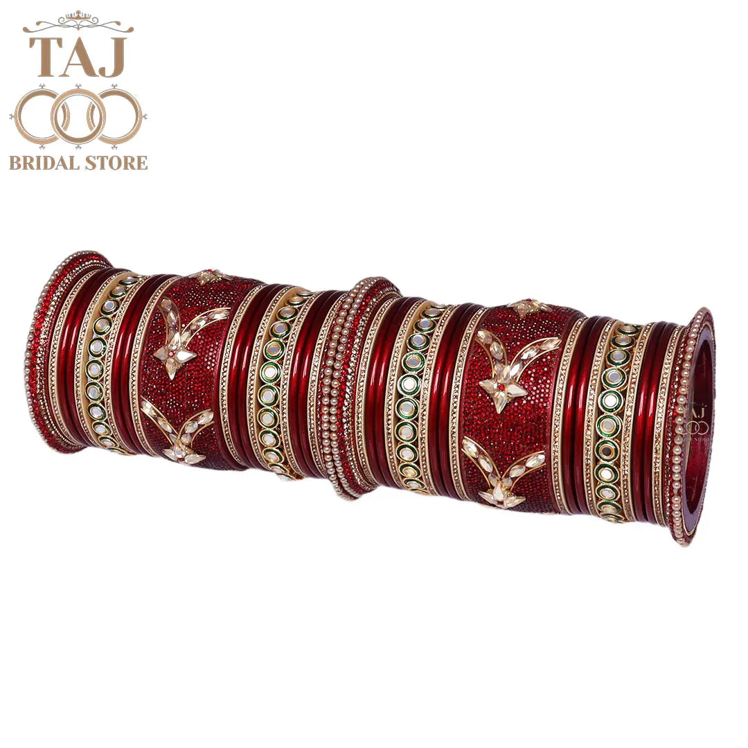 Designer Wedding Lac Bangle Set with Best Kundan Design