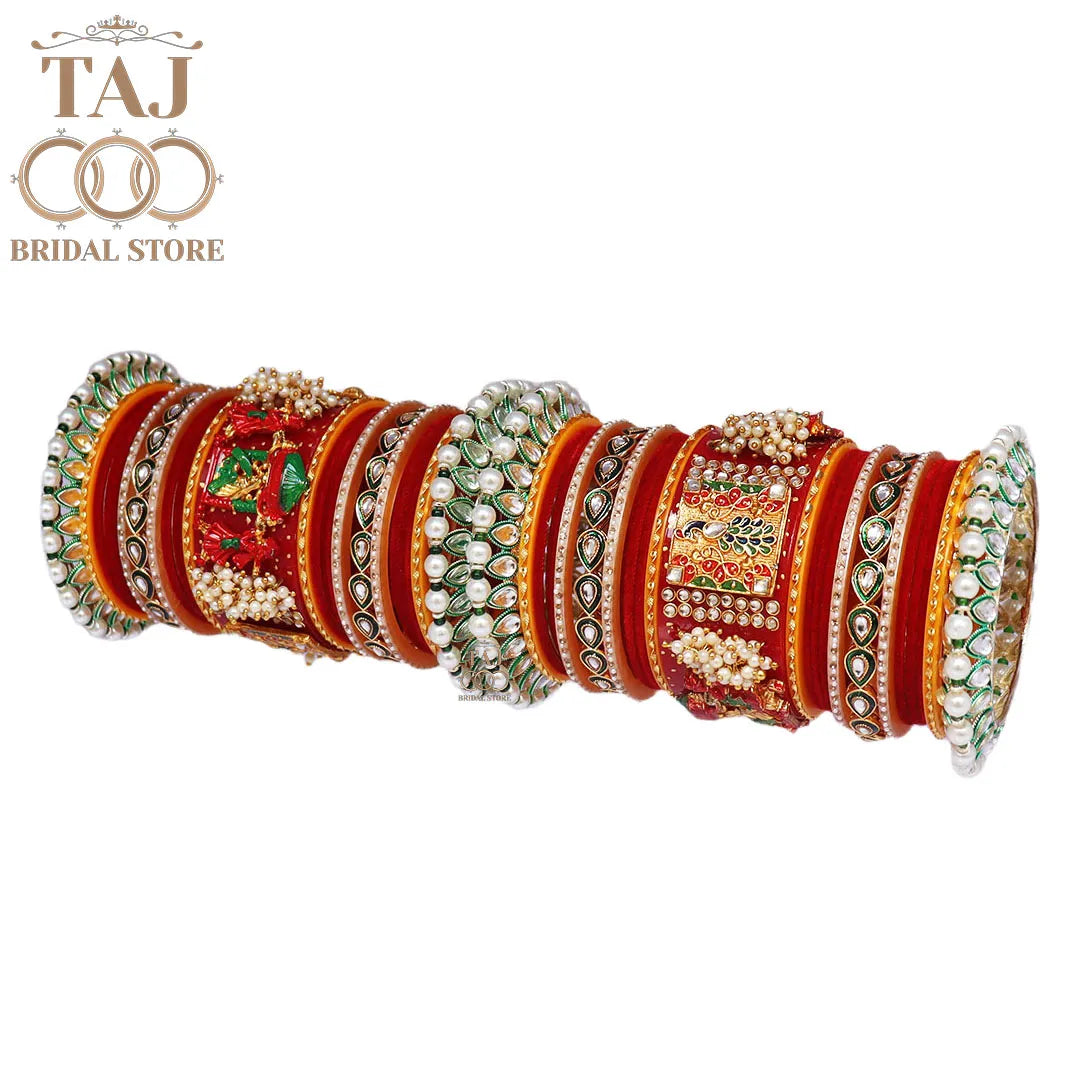 Rajwadi Bridal Chura with Beautiful Doli and Peacock Design