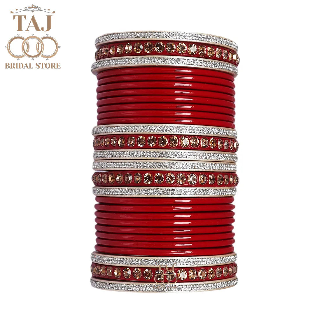 Wedding Lac Bangles with Beautiful Stone Work Taj Bridal Store