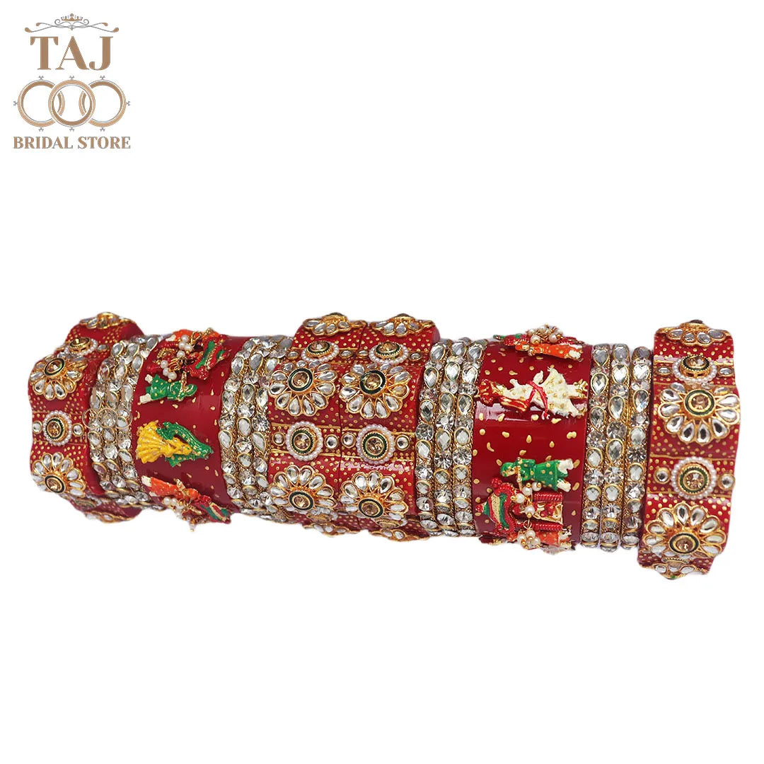 Rajwadi Bridal Bangles in Beautiful Doli Design Taj Bridal Store