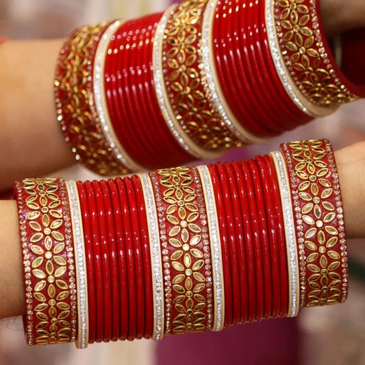 Weddign Chura with Beautiful Kundan Design Taj Bridal Store