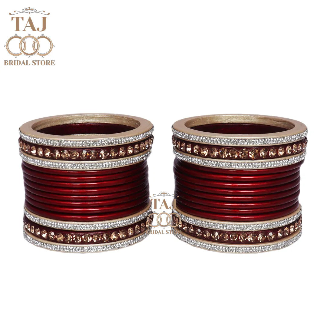 Wedding Lac Bangles with Beautiful Stone Work Taj Bridal Store