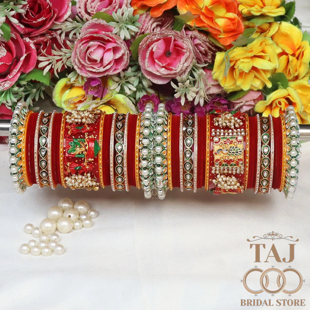 Rajwadi Bridal Chura with Beautiful Doli and Peacock Design