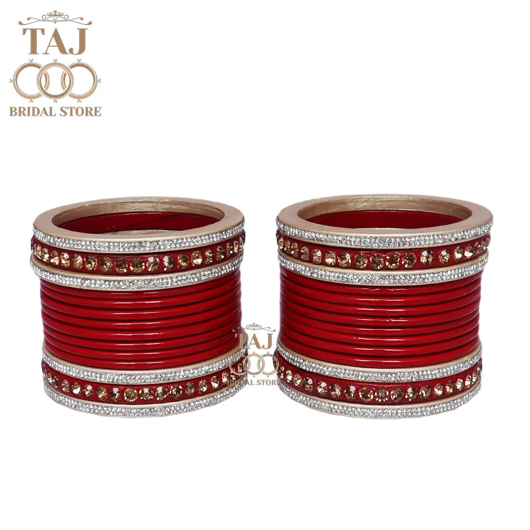 Wedding Lac Bangles with Beautiful Stone Work Taj Bridal Store