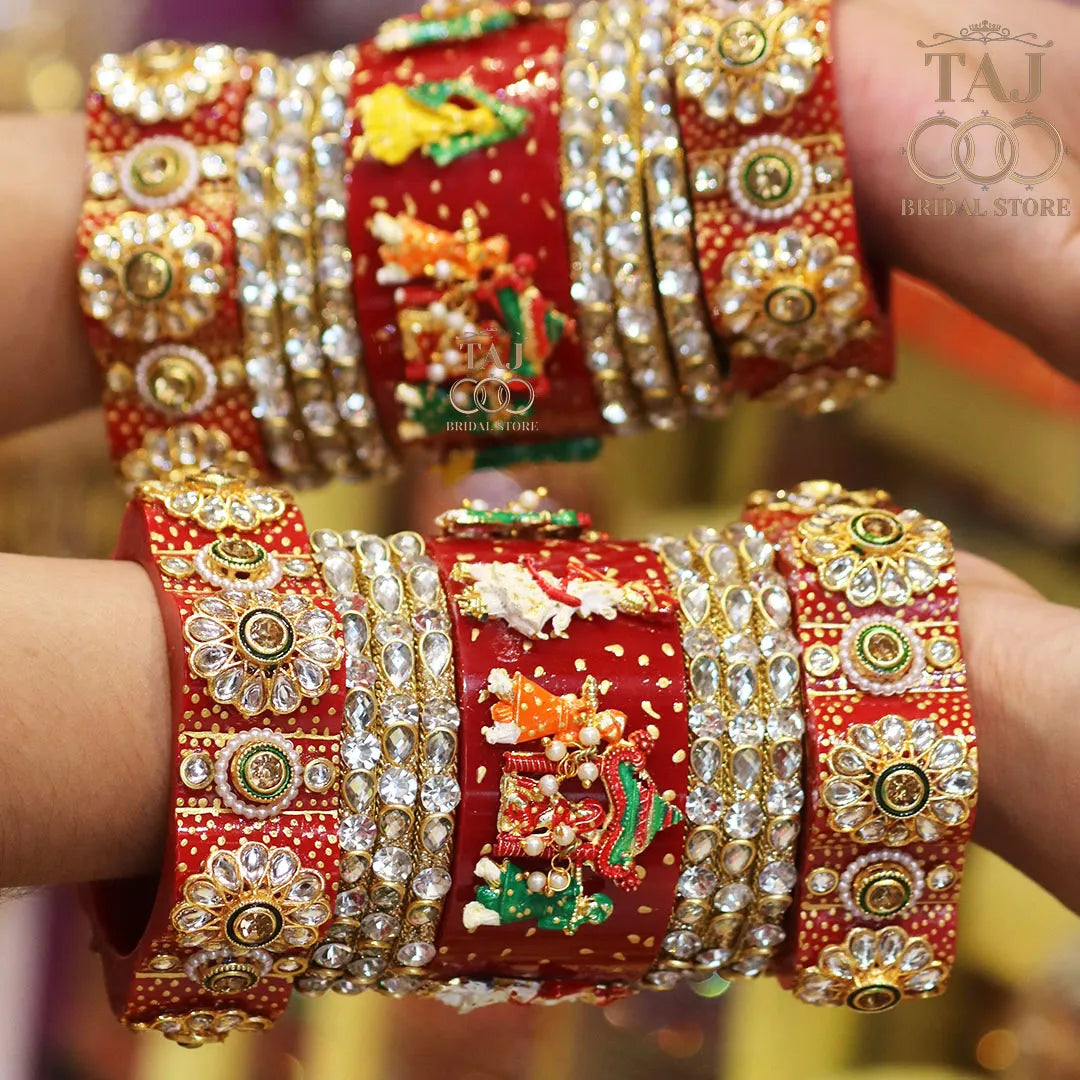 Rajwadi Bridal Bangles in Beautiful Doli Design Taj Bridal Store
