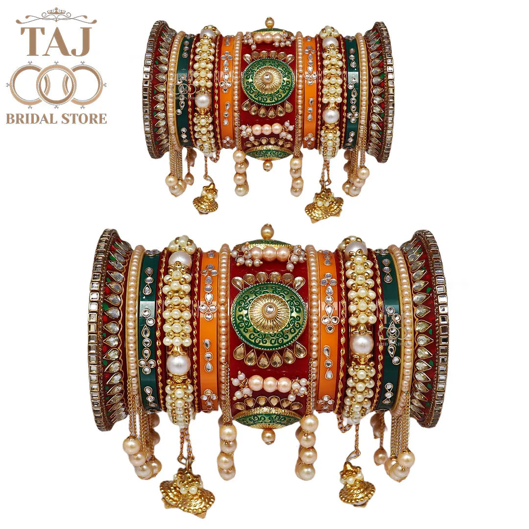 Rajwadi Wedding Chura with Beautiful Moti Letkan Design Taj Bridal Store