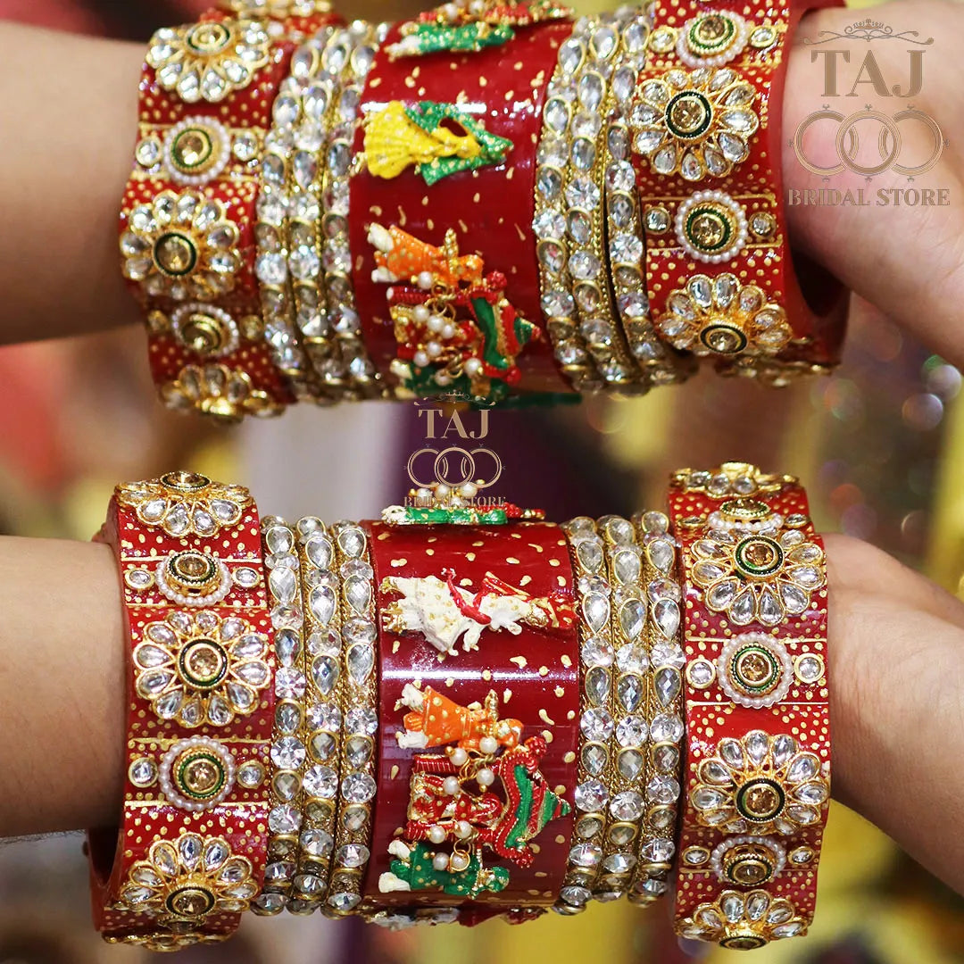 Rajwadi Bridal Bangles in Beautiful Doli Design Taj Bridal Store