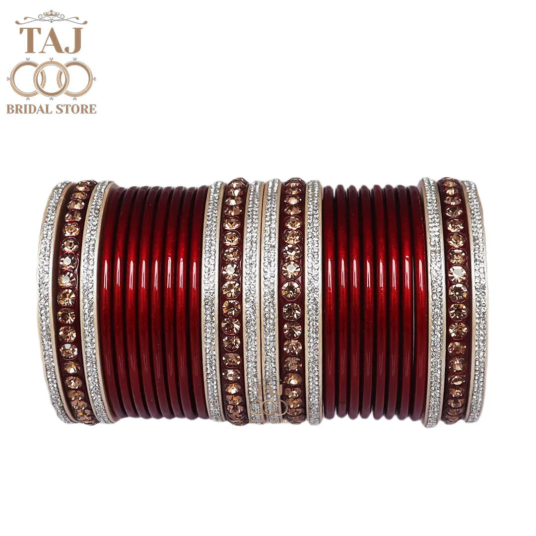 Wedding Lac Bangles with Beautiful Stone Work Taj Bridal Store