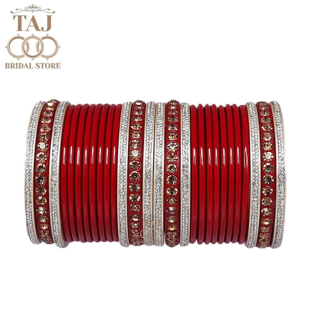 Wedding Lac Bangles with Beautiful Stone Work Taj Bridal Store