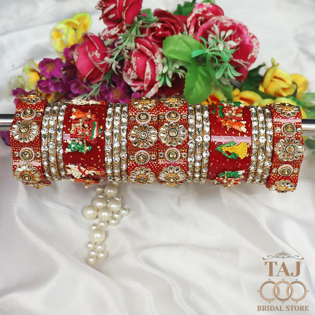 Rajwadi Bridal Bangles in Beautiful Doli Design Taj Bridal Store