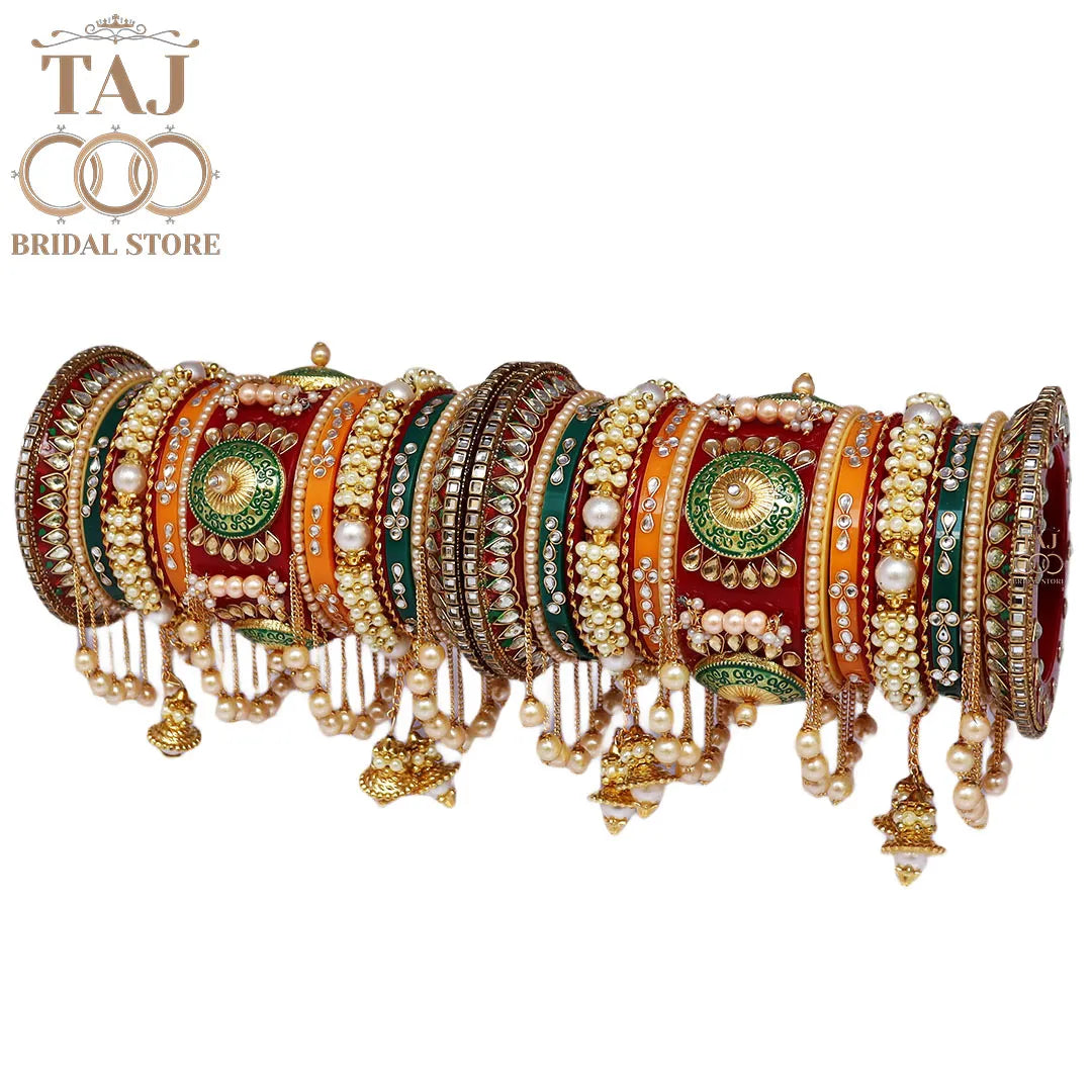 Rajwadi Wedding Chura with Beautiful Moti Letkan Design Taj Bridal Store