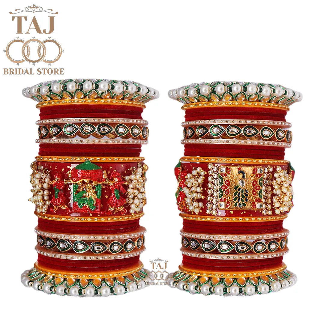 Rajwadi Bridal Chura with Beautiful Doli and Peacock Design